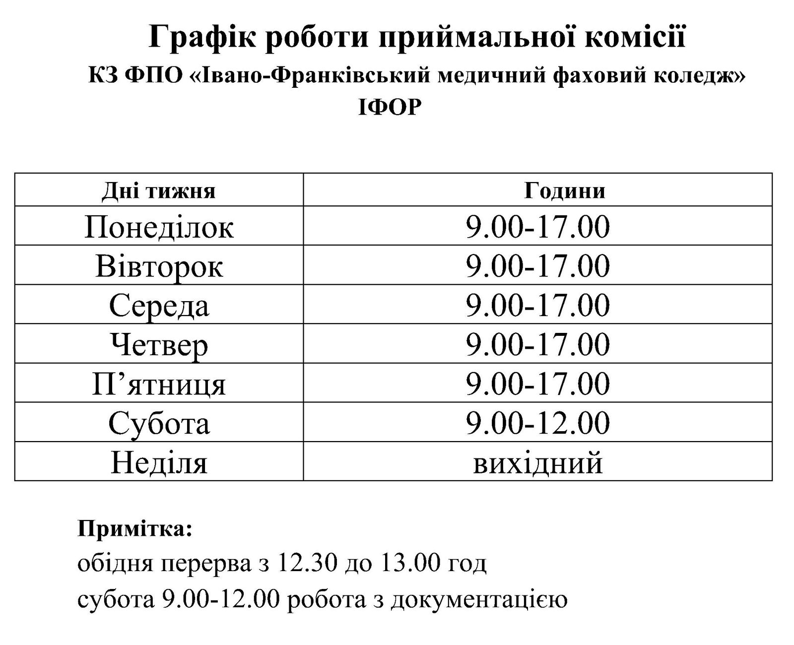 Графік роботи